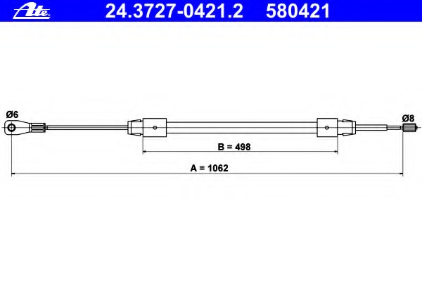 Cablu, frana de parcare 24.3727-0421.2 ATE