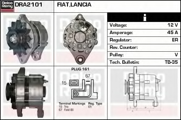 Generator / Alternator DRA2101 DELCO REMY