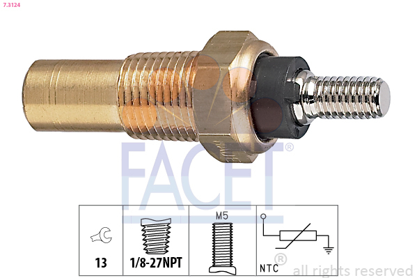 senzor,temperatura ulei / senzor,temperatura lichid de racire 7.3124 FACET