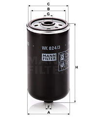 filtru combustibil WK 824/3 MANN-FILTER